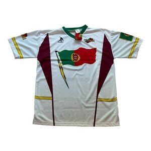 Portugal Kalciomania Soccer Jersey XL White Flag Print NWT Made in Italy